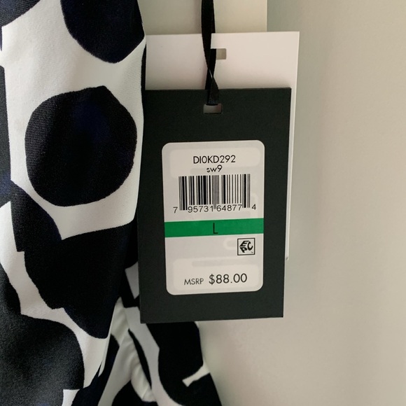 🌴🌴DKNY BLACK MULTI DOT Printed Ruffled Halter Tankini Top, US L🌴🌴 - Picture 5 of 7